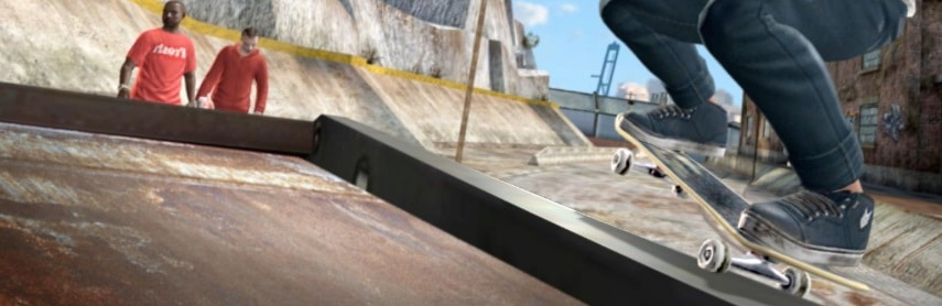 jeux de skate : console de jeu avec un skateur virtuel à l'écran