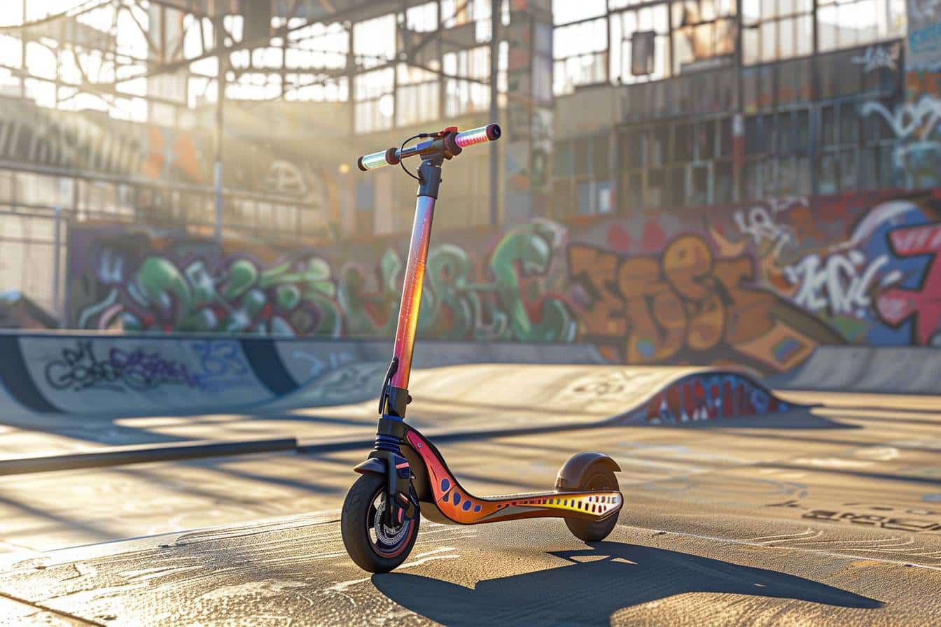 jeu de trottinette PS4 : joueur en pleine action avec une trottinette virtuelle sur PS4