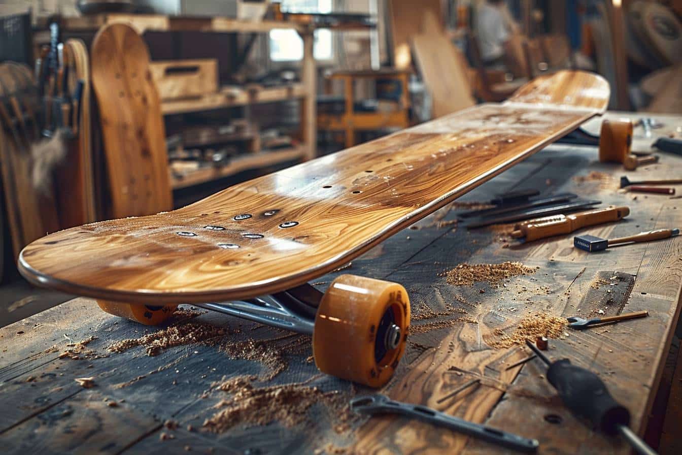 longboard : planche de longboard en cours de fabrication