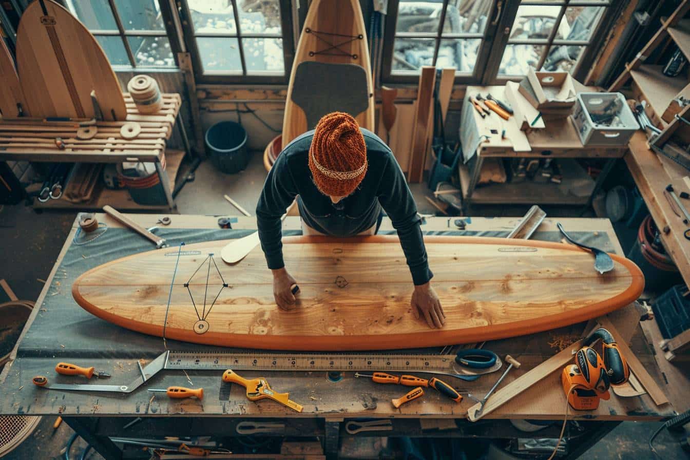paddleboard : planche de stand up paddle en cours de fabrication