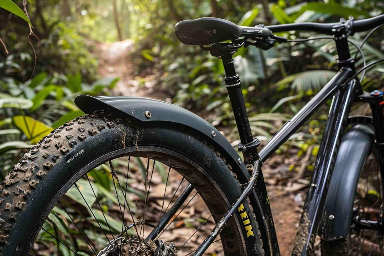 garde-boue VTT : VTT équipé d'un garde-boue robuste prêt pour la boue et la pluie