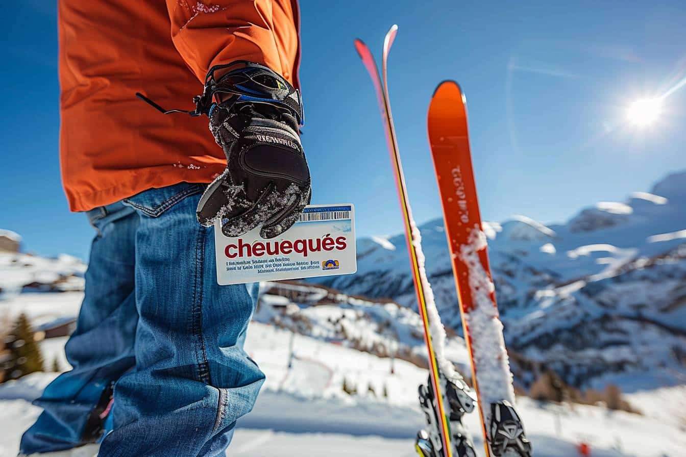 Chèques-Vacances : skieur utilisant un forfait avec Chèques-Vacances dans une station de ski