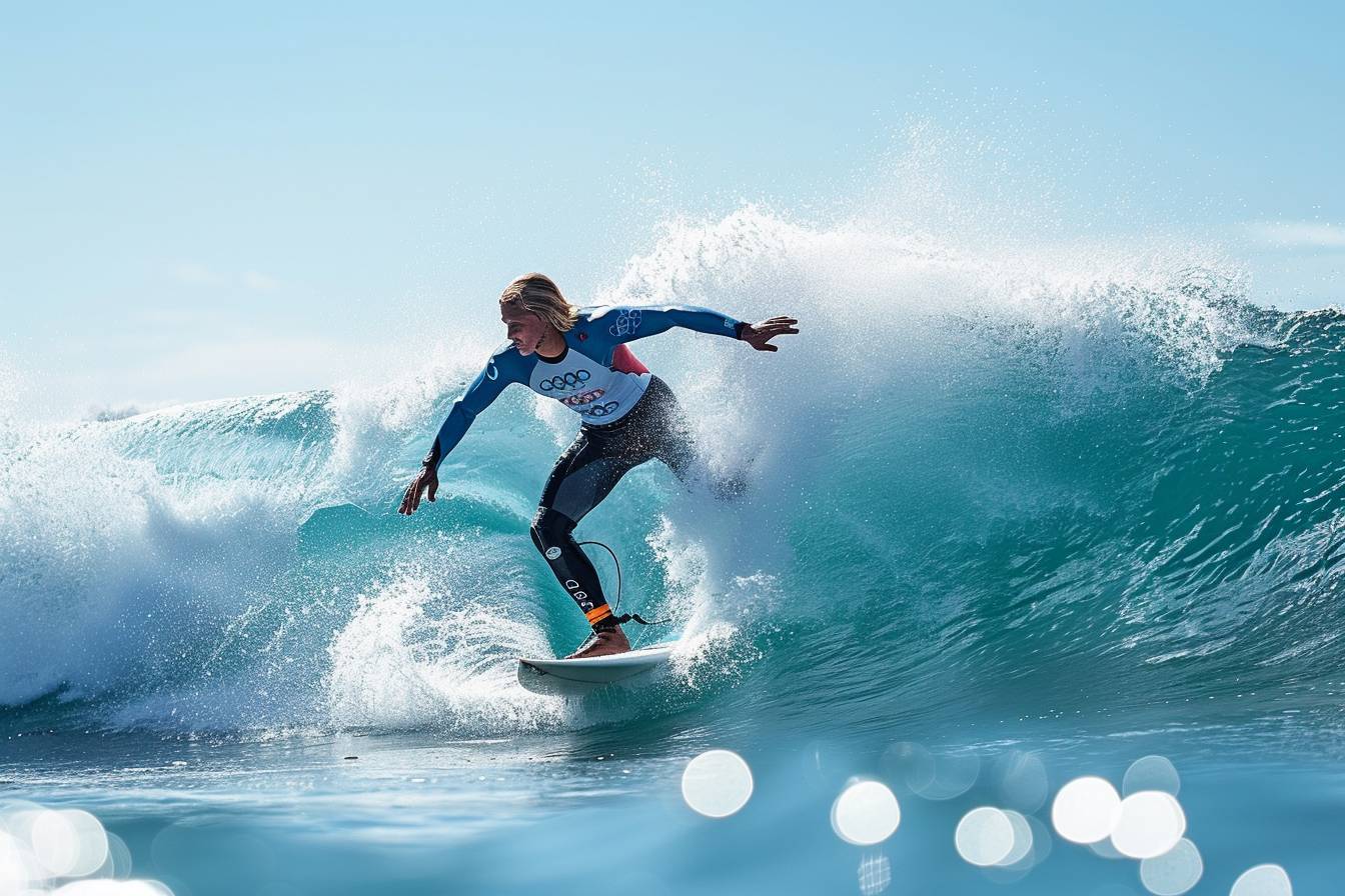 surf JO 2024 : surfeur professionnel dans les vagues de Teahupo'o