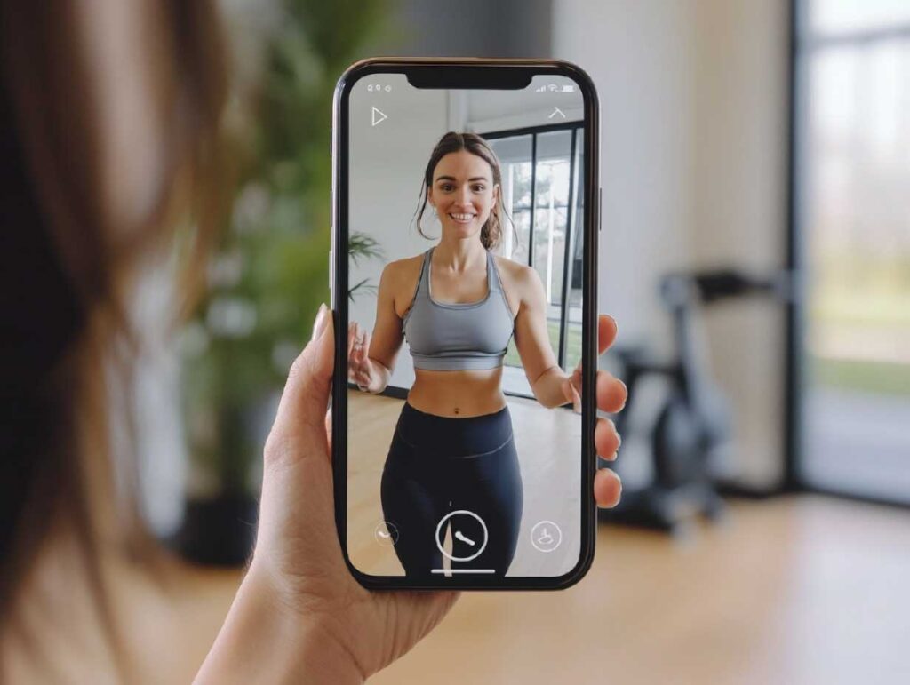 fitness en ligne : séance d'entraînement digital avec Coach virtuel