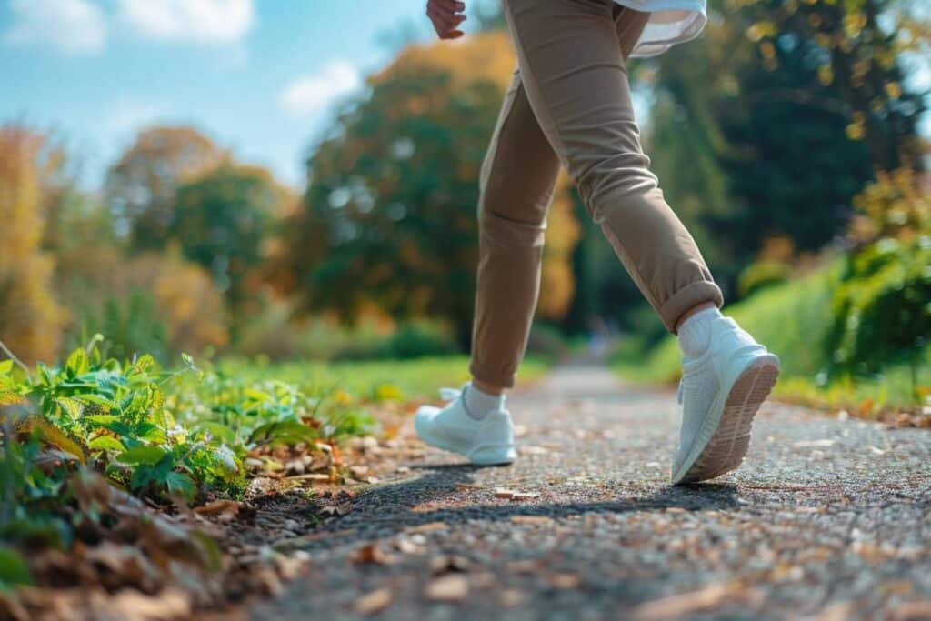 marche : une personne marchant sur un chemin naturel
