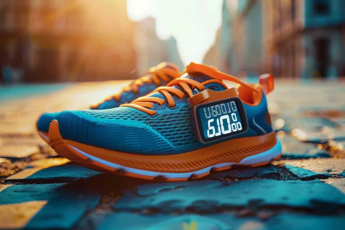 conversion pas kilomètres : personne marchant avec un podomètre en plein air