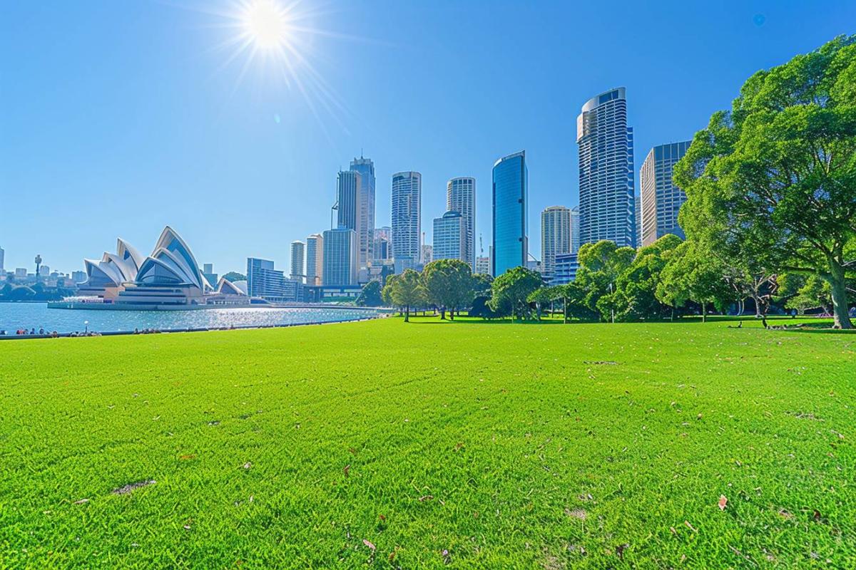 grandes villes d'Australie : vue panoramique d'une grande ville australienne avec des plages en arrière-plan