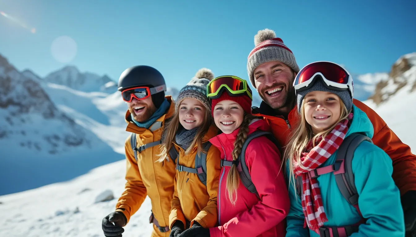 vacances au ski : famille profitant de la neige dans une station de ski