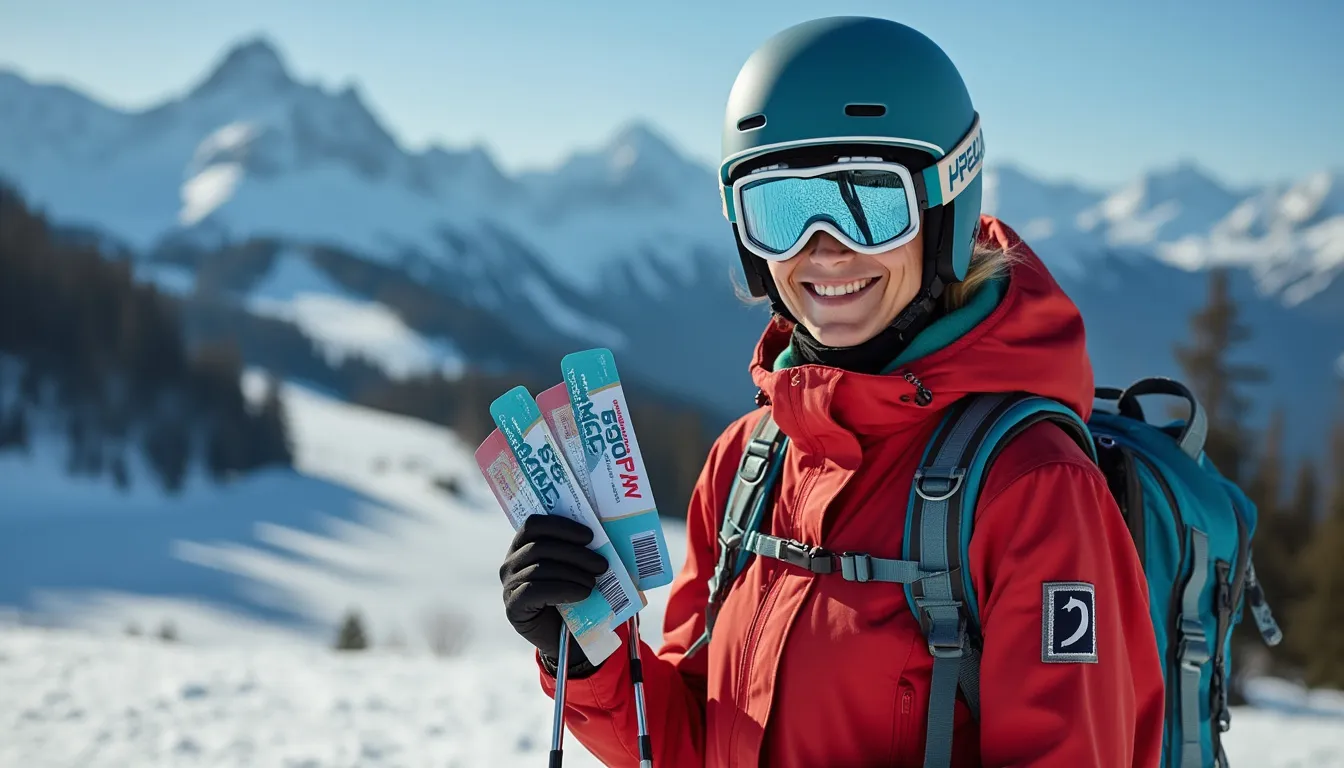 assurance ski : skieur préparant sa descente en montagne avec assurance