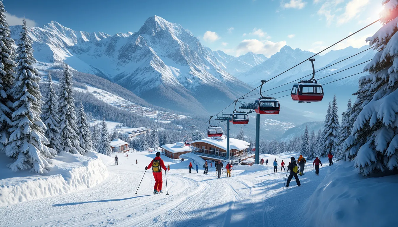 forfaits ski illimités : skieur profitant des pistes enneigées sous un ciel clair