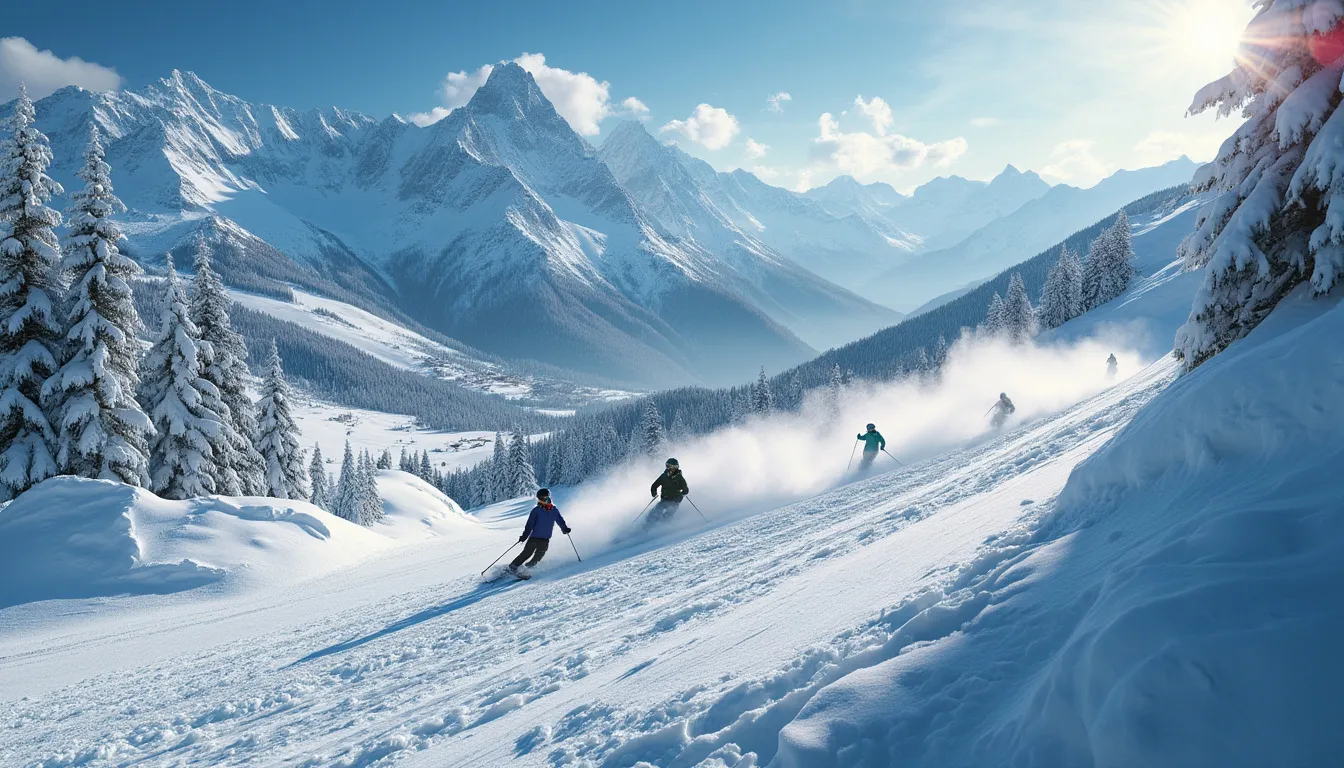 neige artificielle : canon à neige en fonctionnement sur une piste de ski enneigée