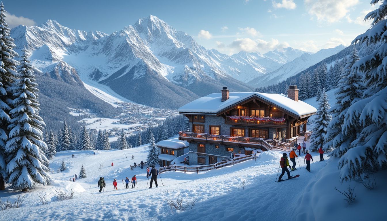 ski alpin : skieurs dévalant une piste enneigée dans les Alpes