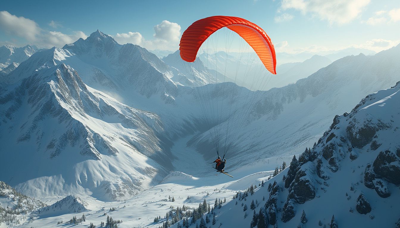 parapente : vol en parapente au-dessus des montagnes alpines