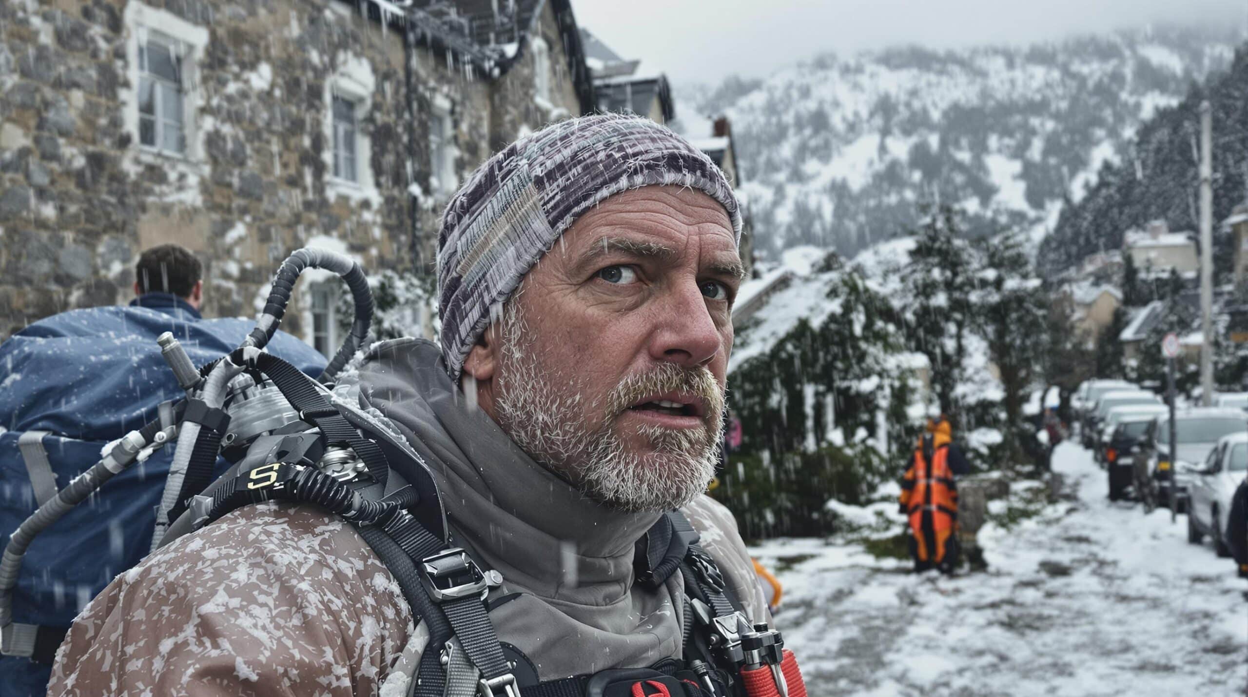 glacier du Birch : vue aérienne d'un glacier en décomposition emportant un village alpin