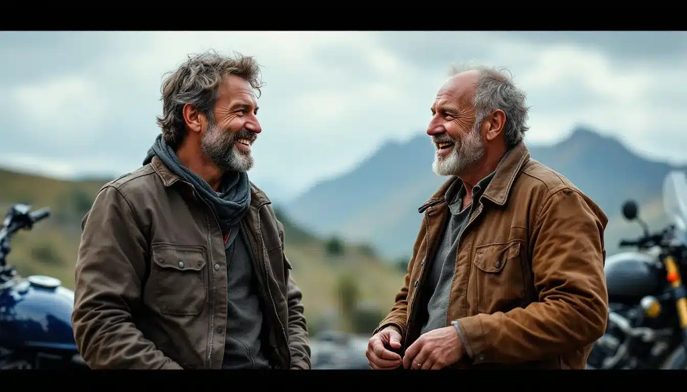 balade moto : groupe de motards en pleine balade en pleine nature