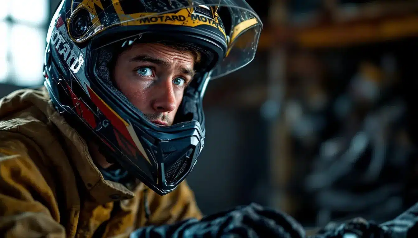 casque moto : casque de moto posé sur une route pour symboliser la sécurité