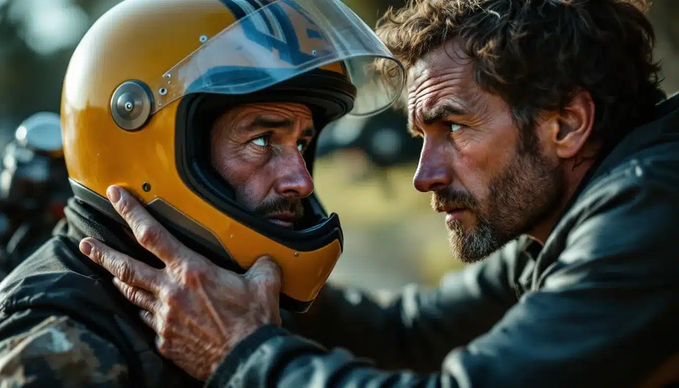 durée de vie casque moto : casque moto sur fond neutre