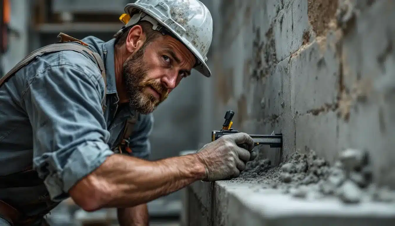 conversion m2 to m3 : illustration d'un professionnel faisant un calcul de volume sur un chantier