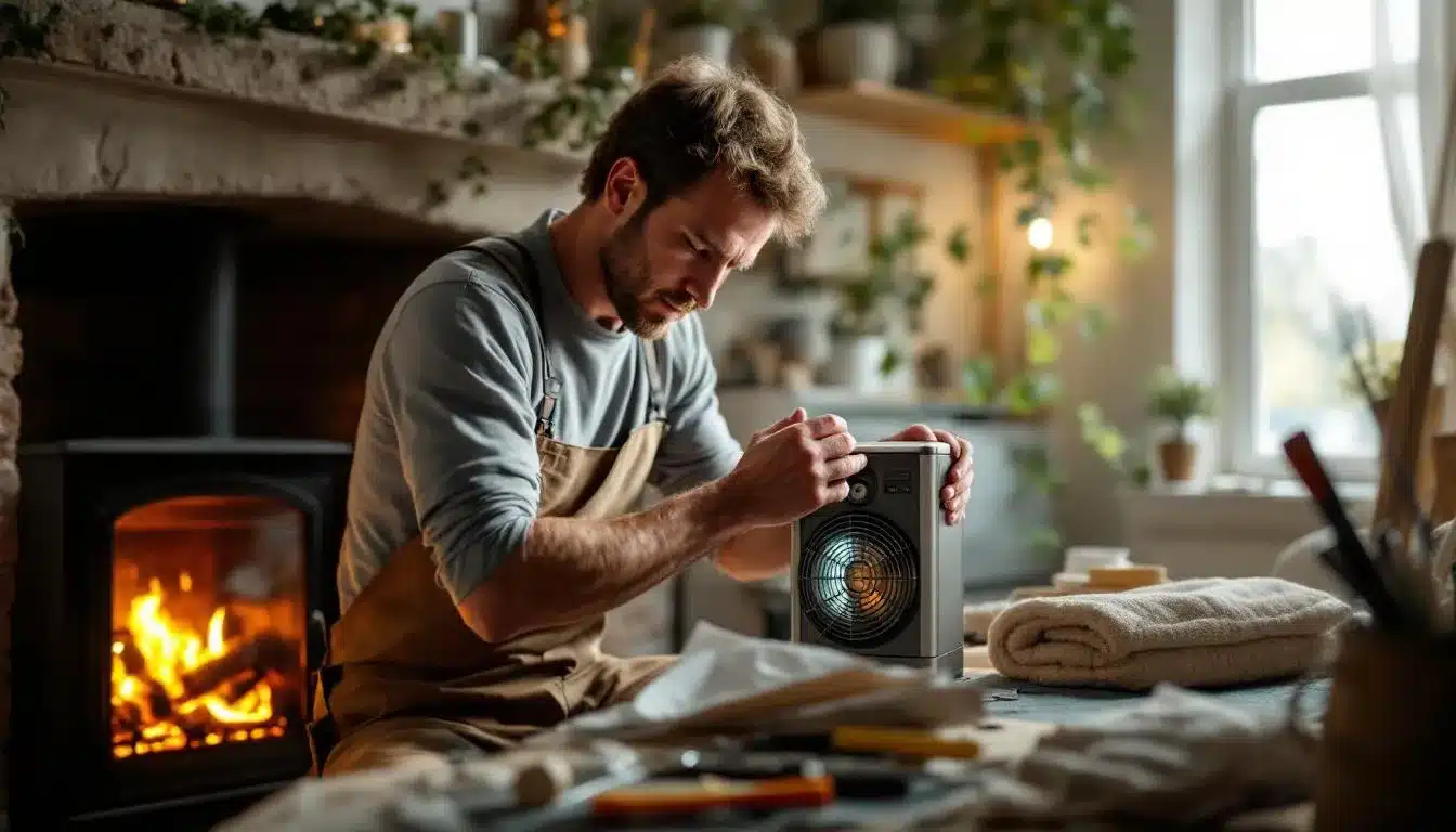 récupérateur de chaleur cheminée : dispositif fait maison installé sur une cheminée