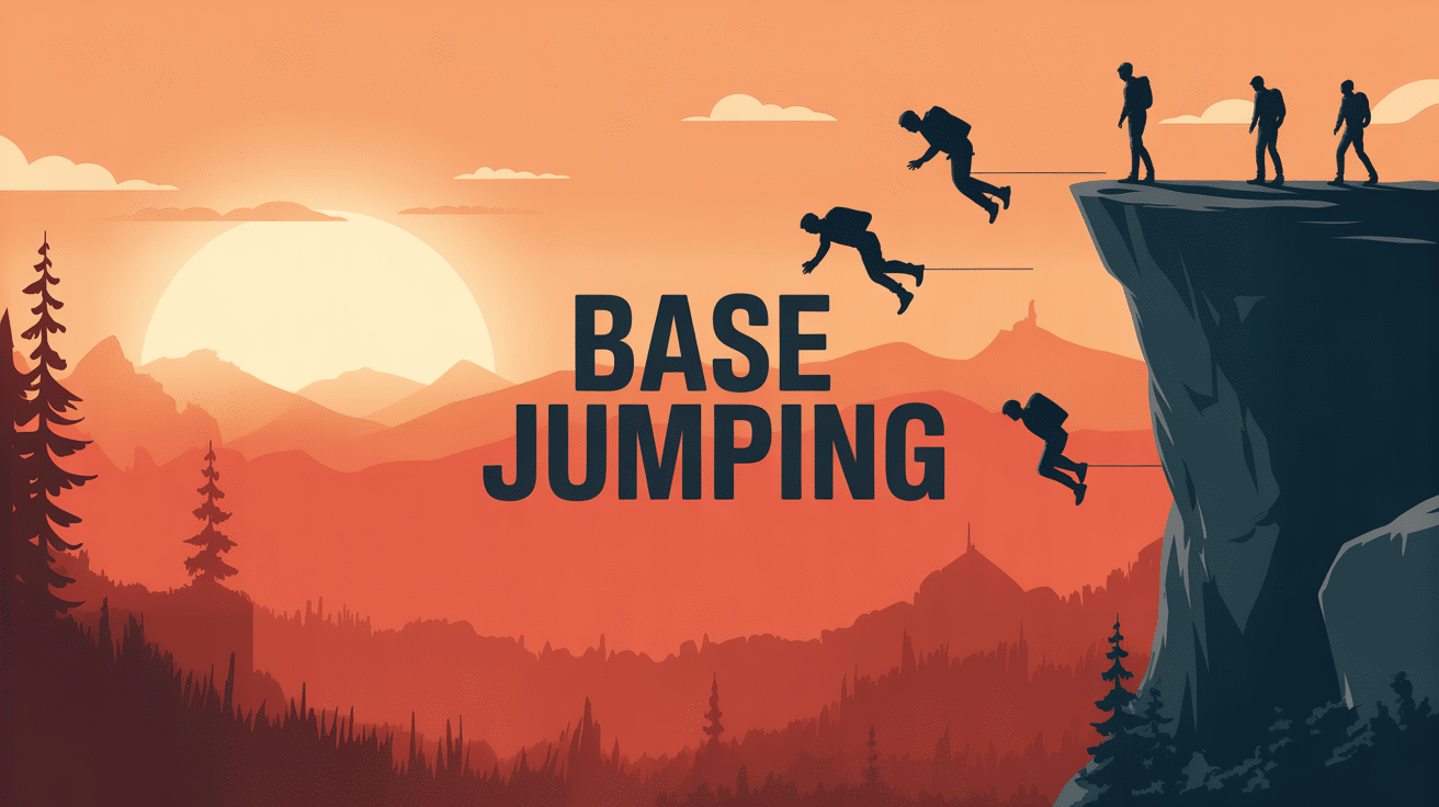 base jumping silhouettes falaise matin