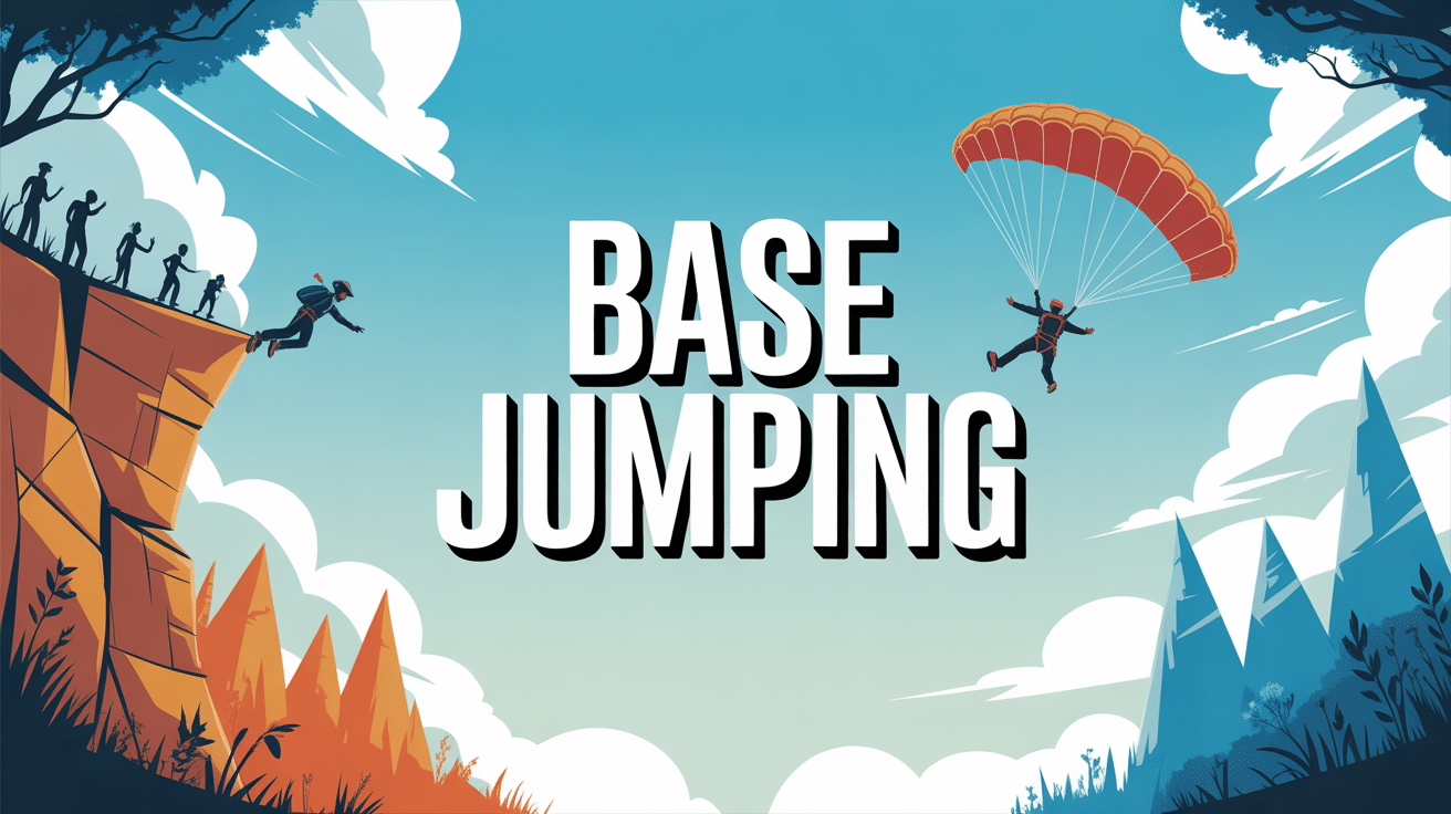 base jumping saut parachute falaise ciel bleu