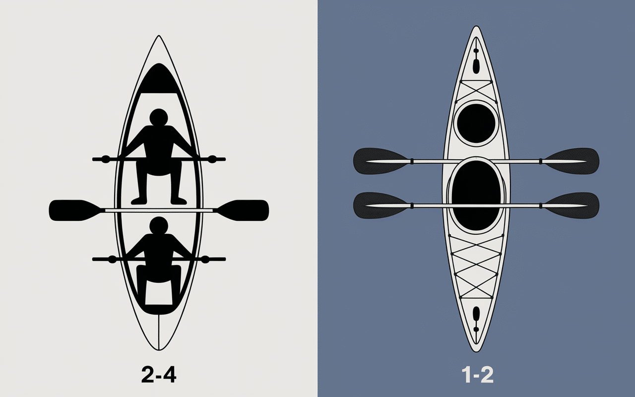 difference canoe kayak position capacite