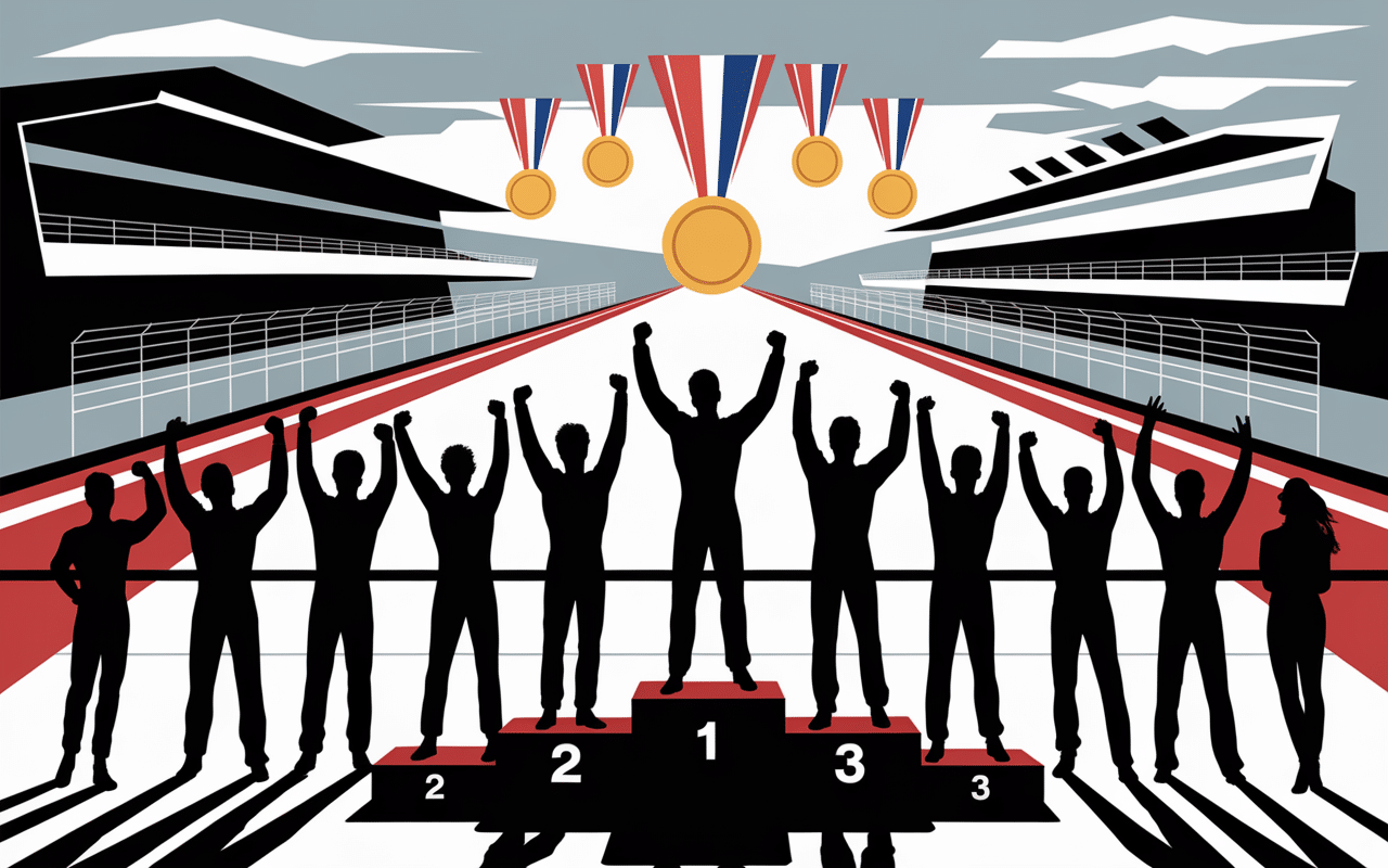 groupe célébrant sur terrasse circuit renardières