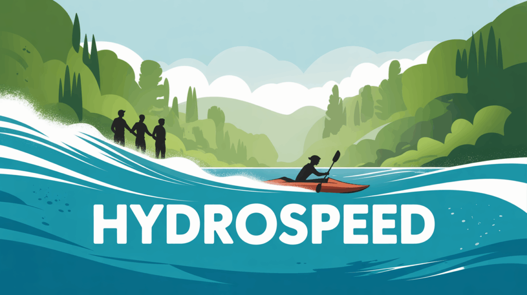 Personnes en hydrospeed sur rivière vive France printemps