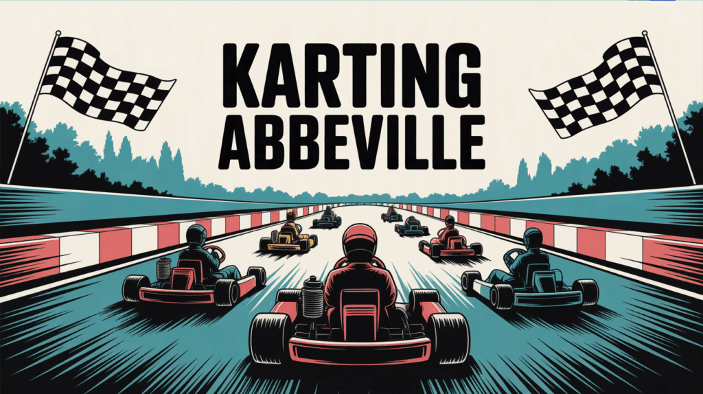 piste de karting abbeville vue dessus karts et drapeaux