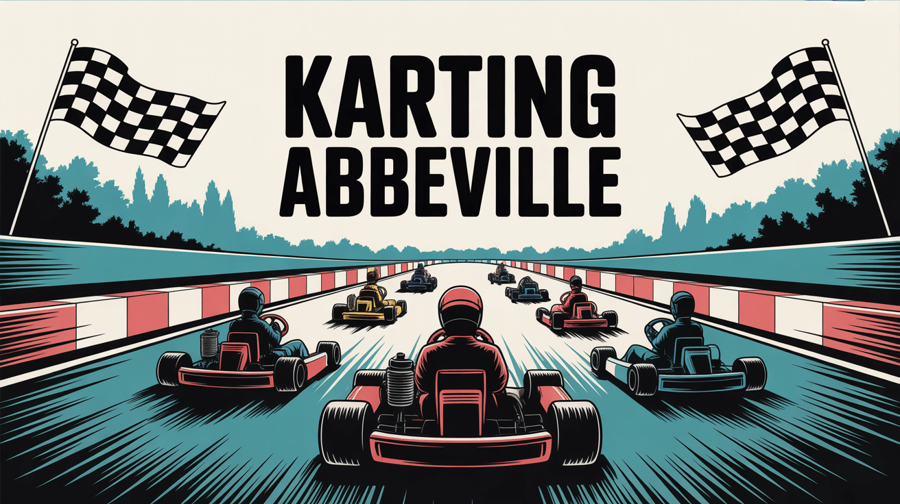 piste de karting abbeville vue dessus karts et drapeaux