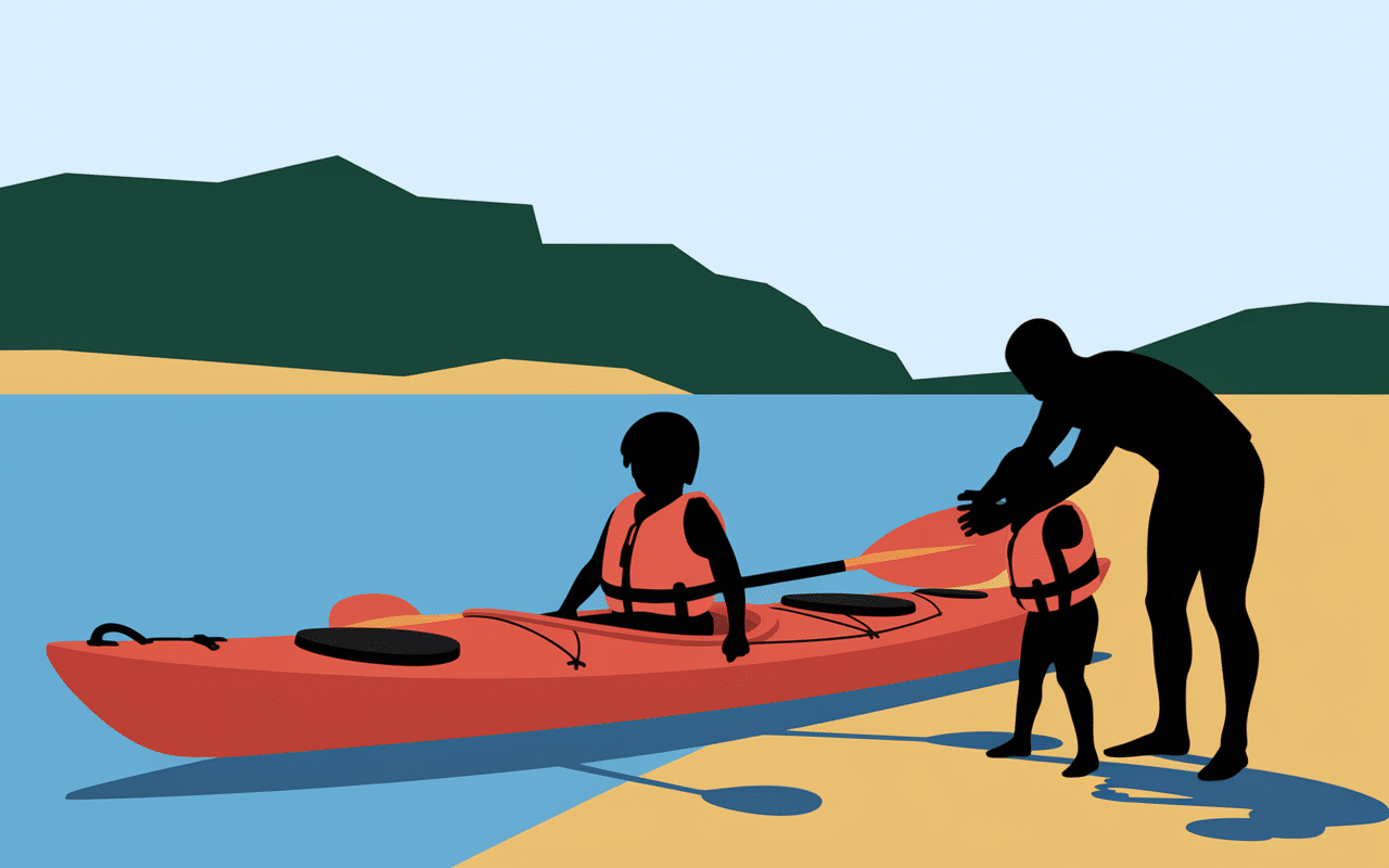 equipement materiel kayak de riviere enfant