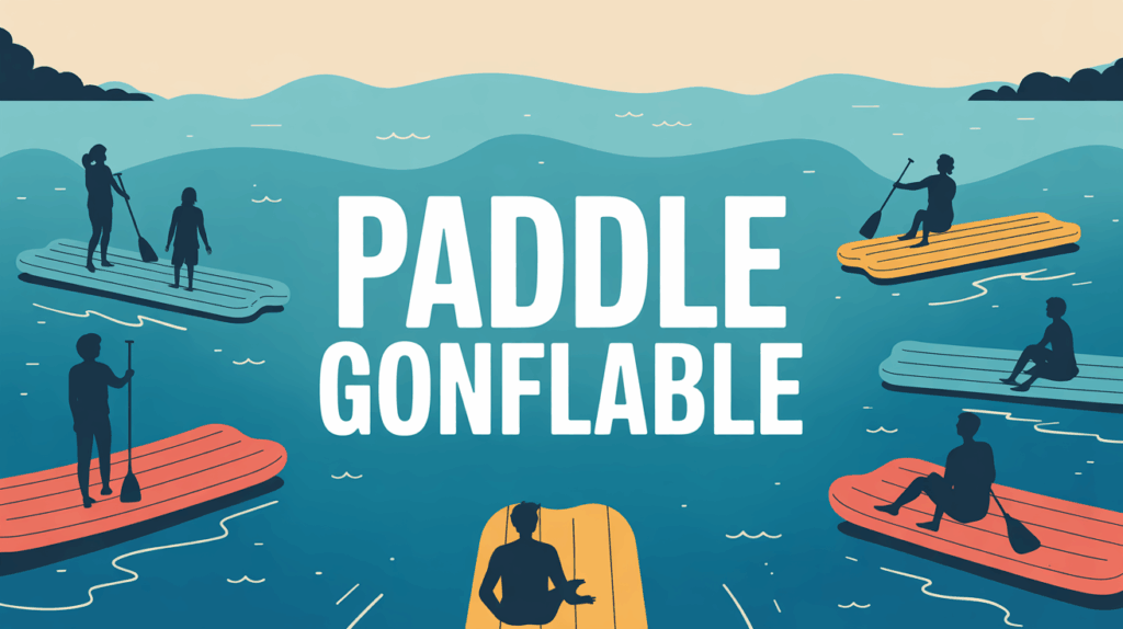 paddle gonflable silhouettes familiales sur la mer