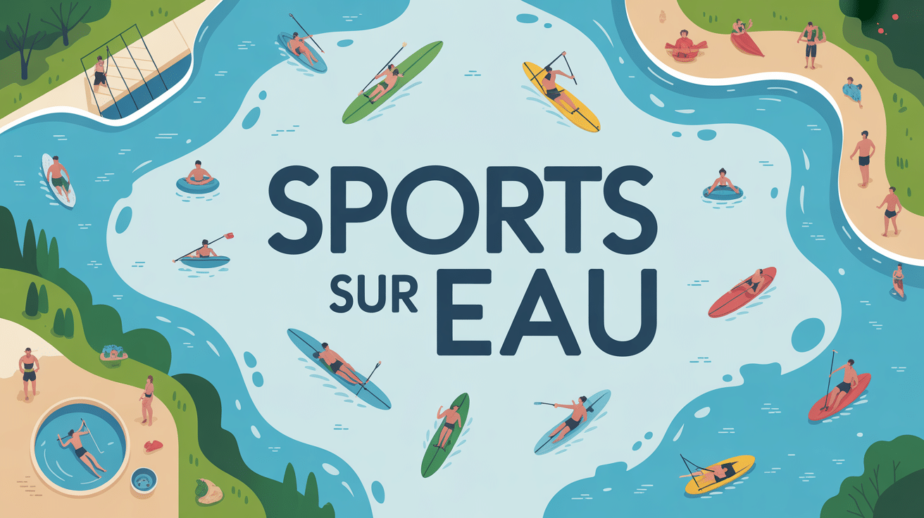 Vue globale illustrant sports sur eau