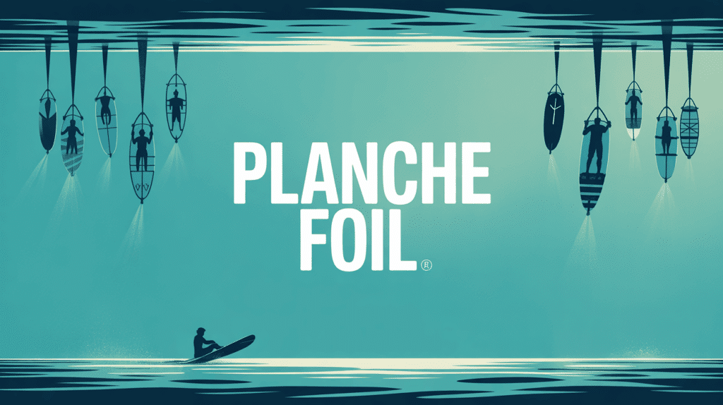 riders planche foil sur plan d'eau calme