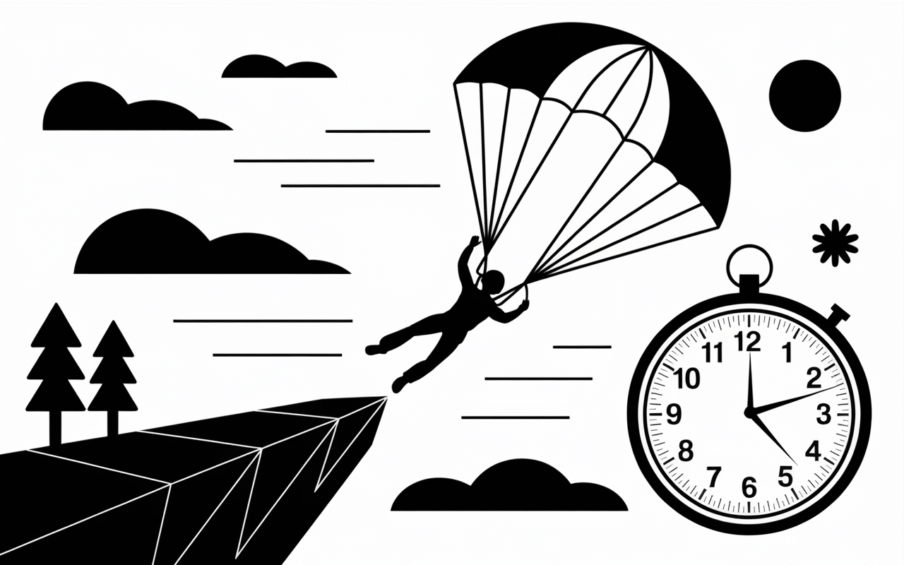 base jumping silhouette falaise parachute risque