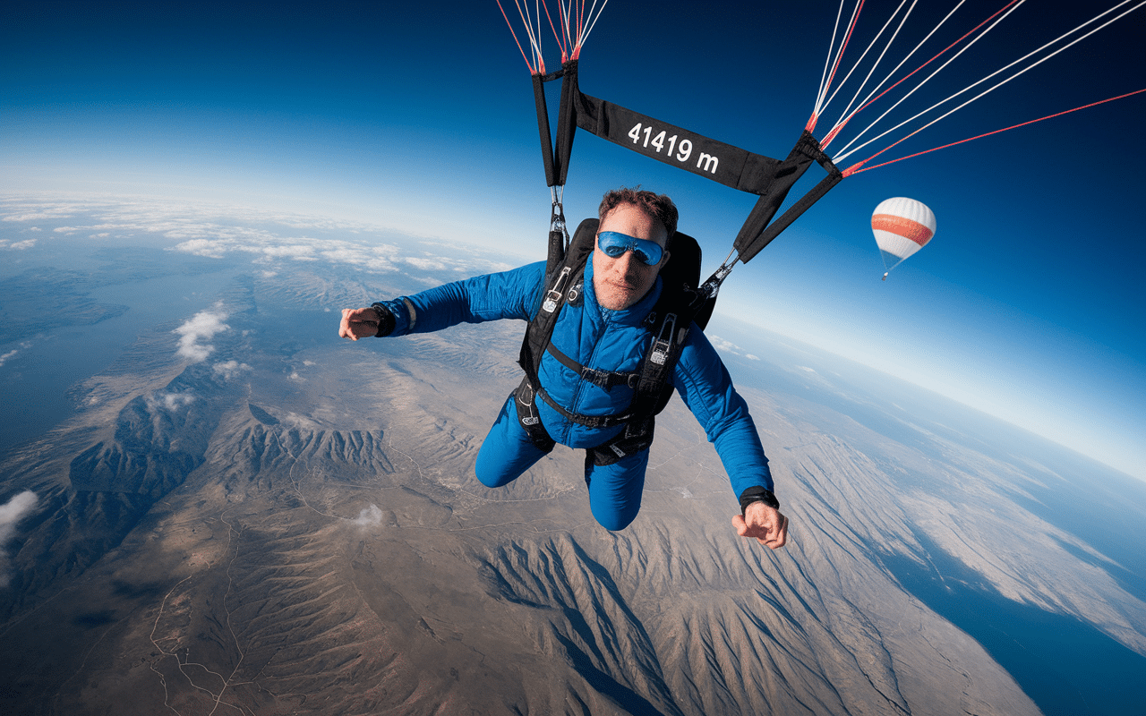 Parachutisme extreme saut stratospherique 41419 metres