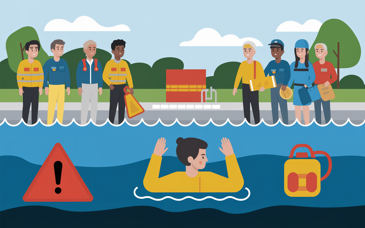 Surveillance sécurité apnée extrême, groupe observateurs, alerte, secours