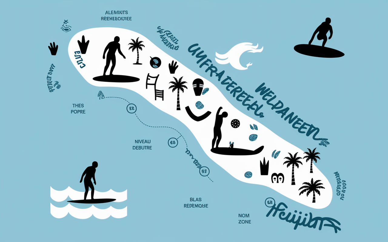 Carte spots surf Mediterranee vagues palmiers