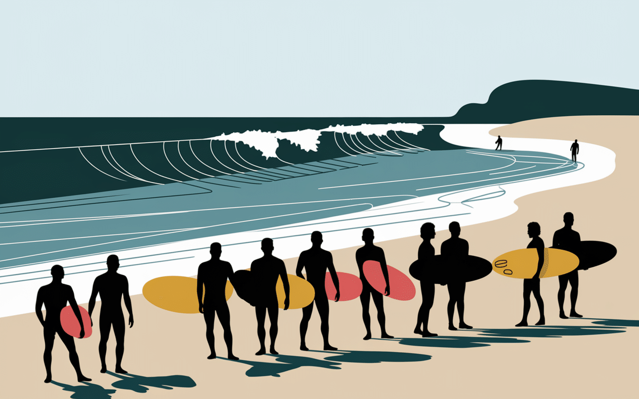 Surfeurs Mediterranee plage mistral ambiance conviviale