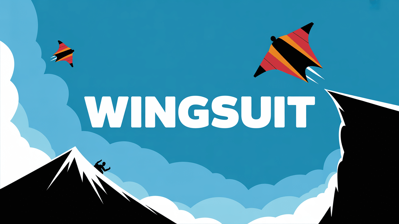 vue stylisée de wingsuit en vol montagne falaise