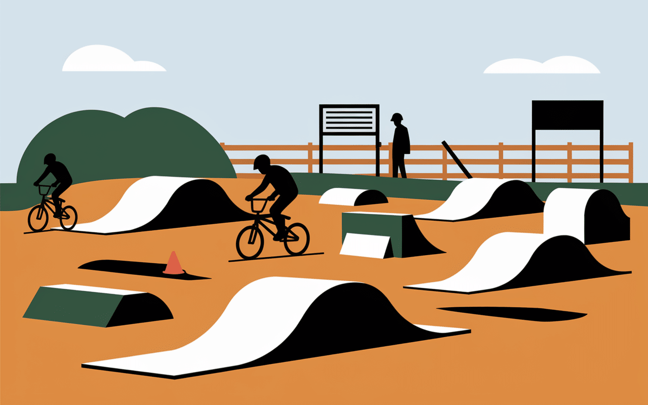 Plan technique piste BMX rampes et obstacles
