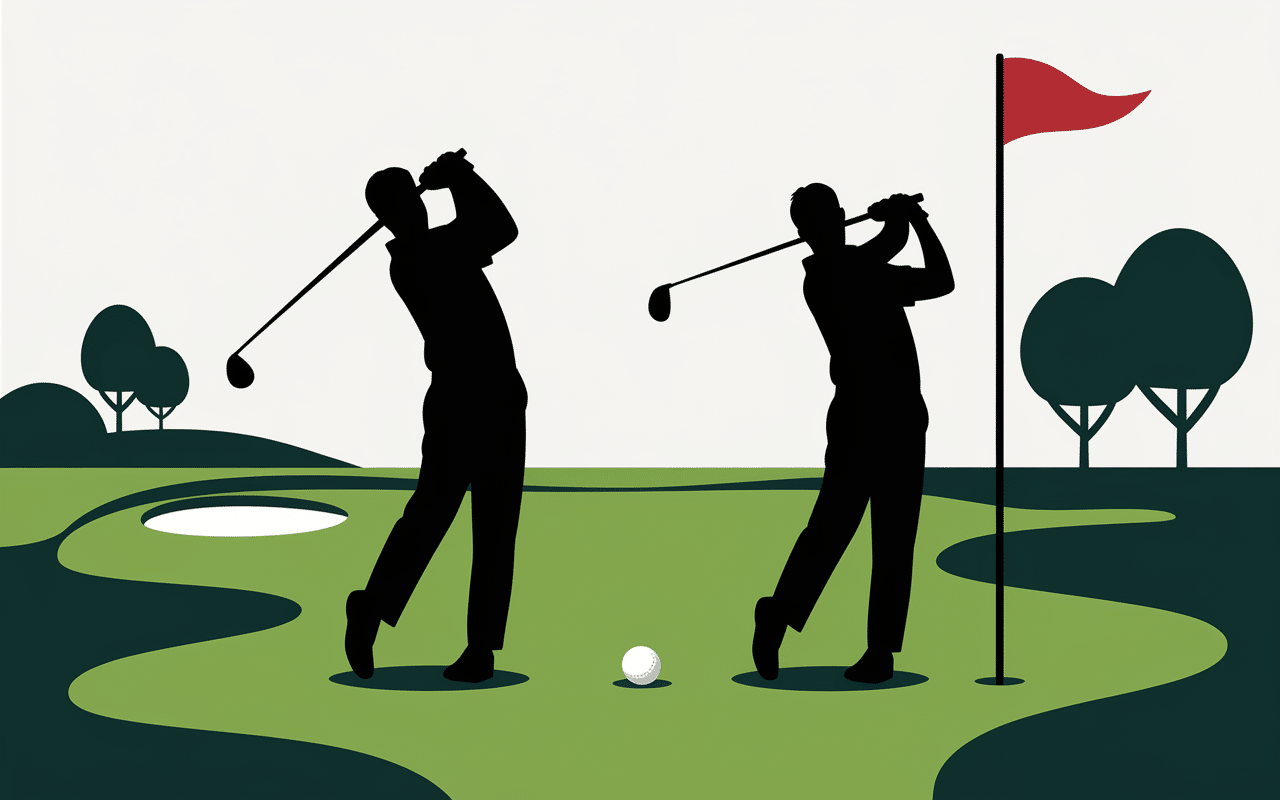 illustration foursome au golf deux joueurs une balle