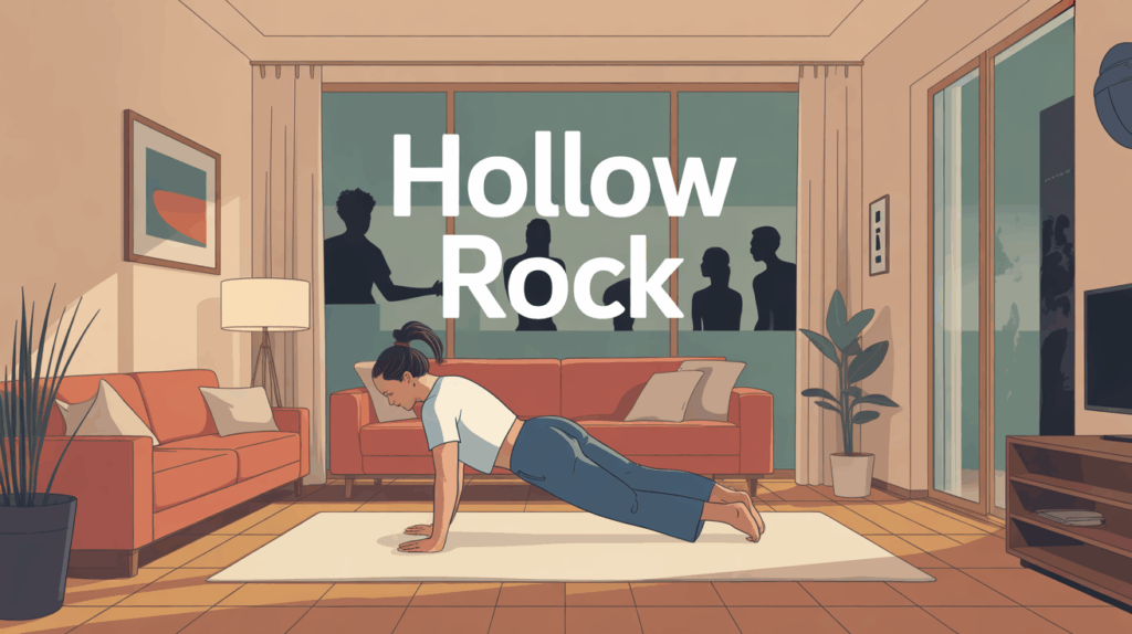hollow rock a la maison sur tapis sport gainage collectif