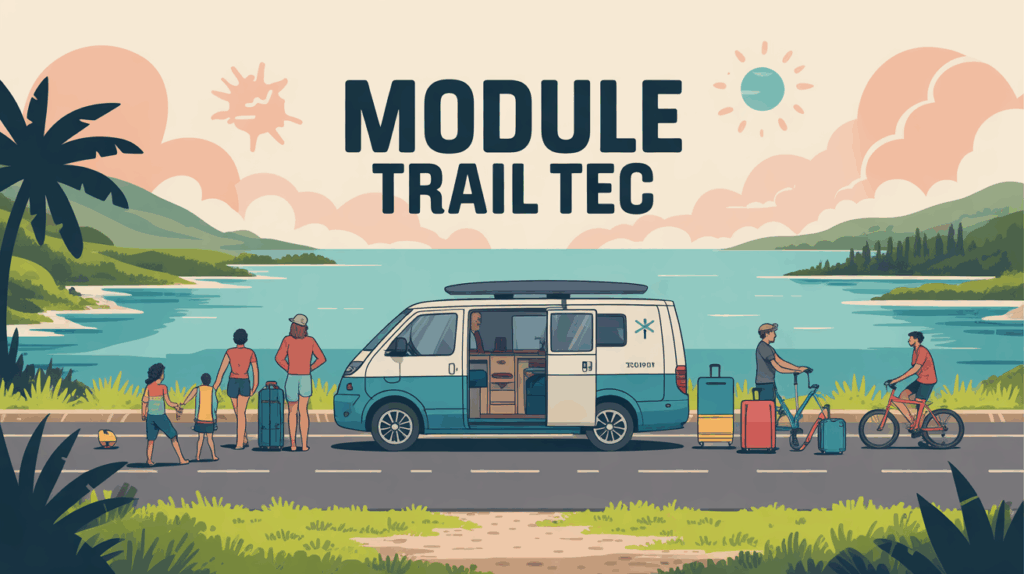 module trail tec illustration van famille surf accessoire