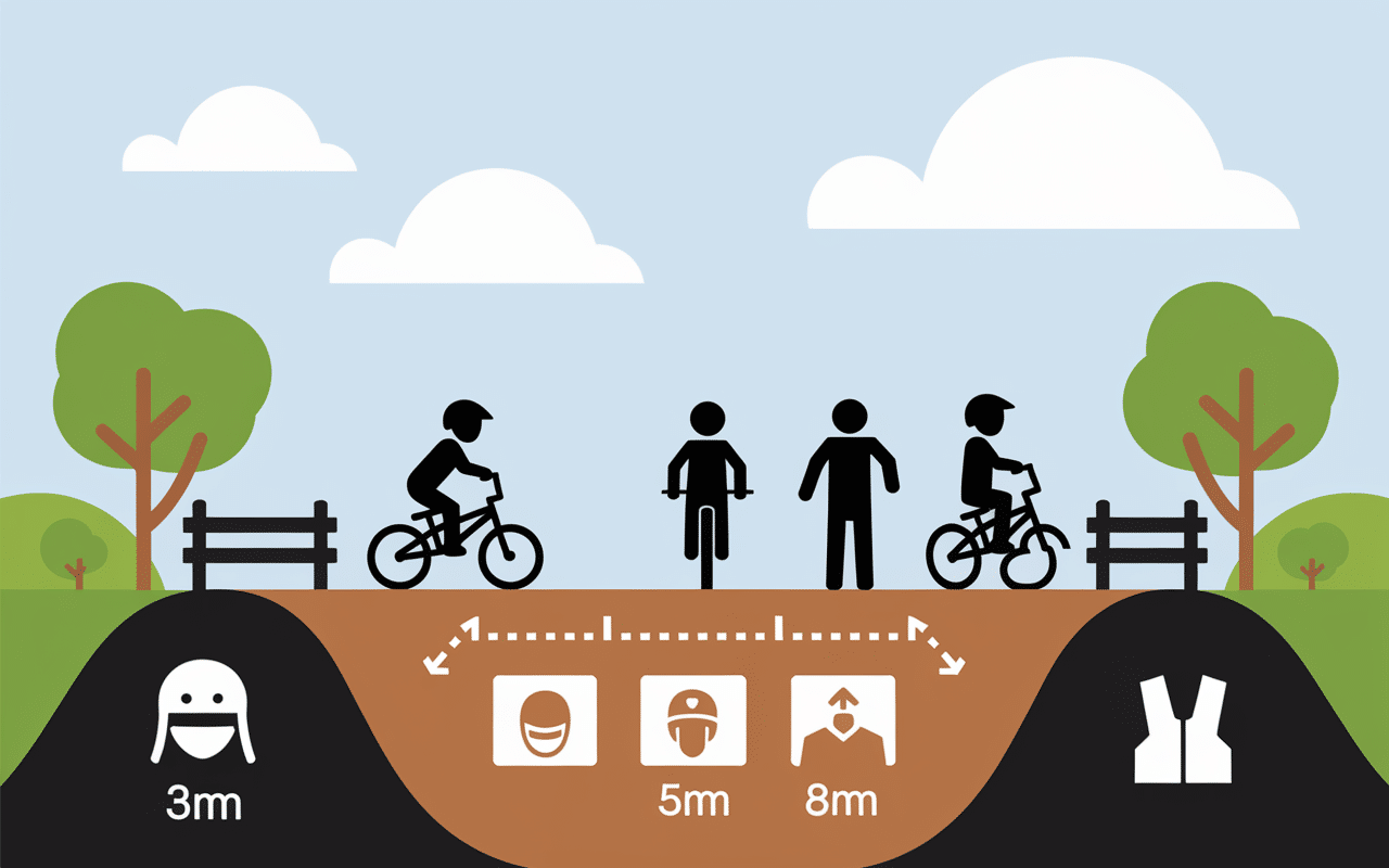 Schéma normes sécurité butte piste BMX