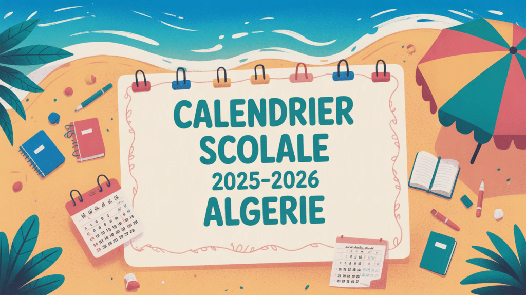 calendrier scolaire 2025 2026 algerie dessine sur plage