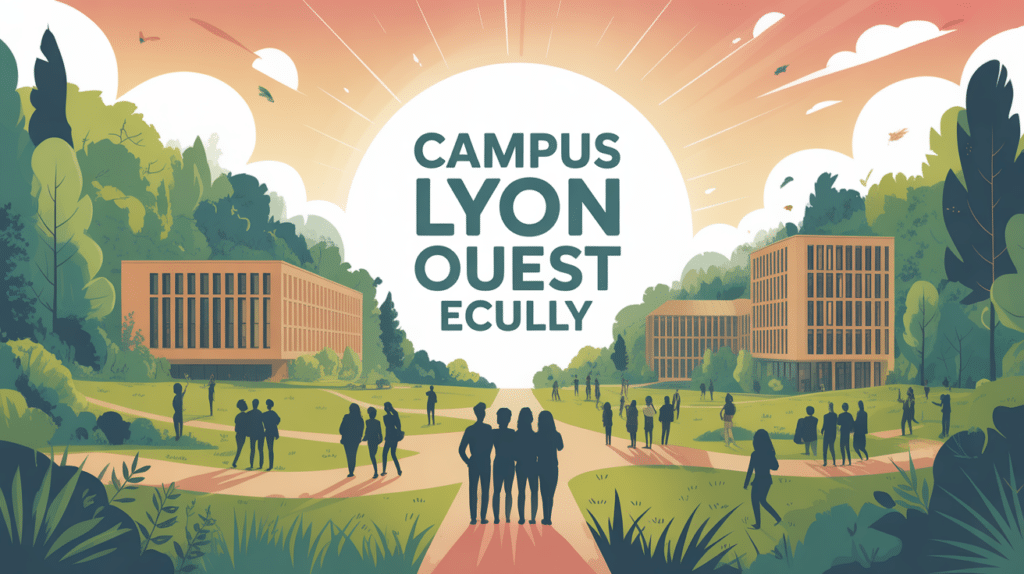 Campus Lyon Ouest Ecully vue générale bois verdure