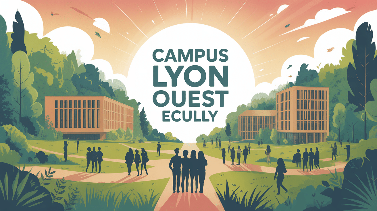 Campus Lyon Ouest Ecully vue générale bois verdure