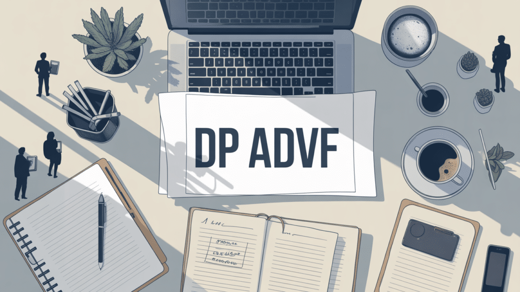 Image bureau DP ADVF, ordinateur et notes
