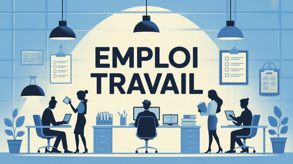 illustration bureau emploi travail avec outils checklist et personnes